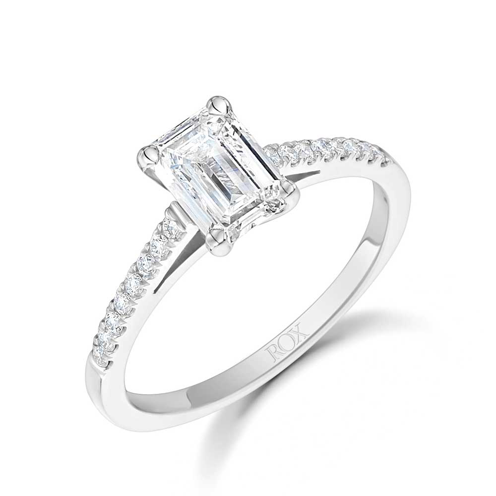 Classic Pave Emerald Diamond Ring 1.21cts