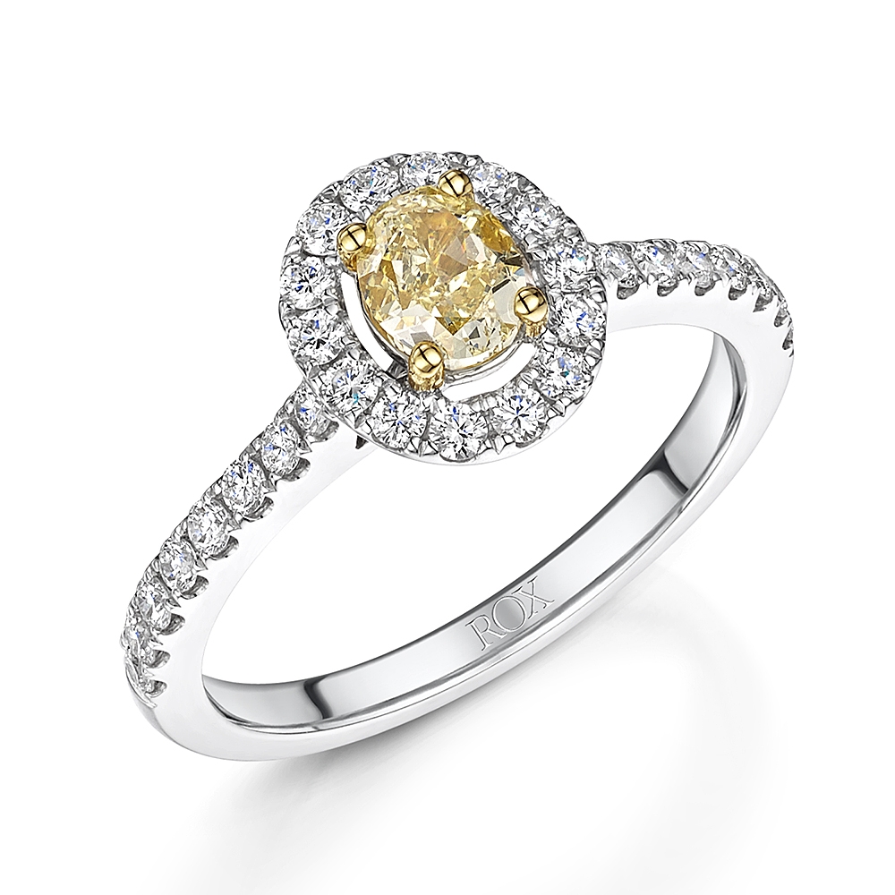 Yellow Oval Halo Diamond Ring