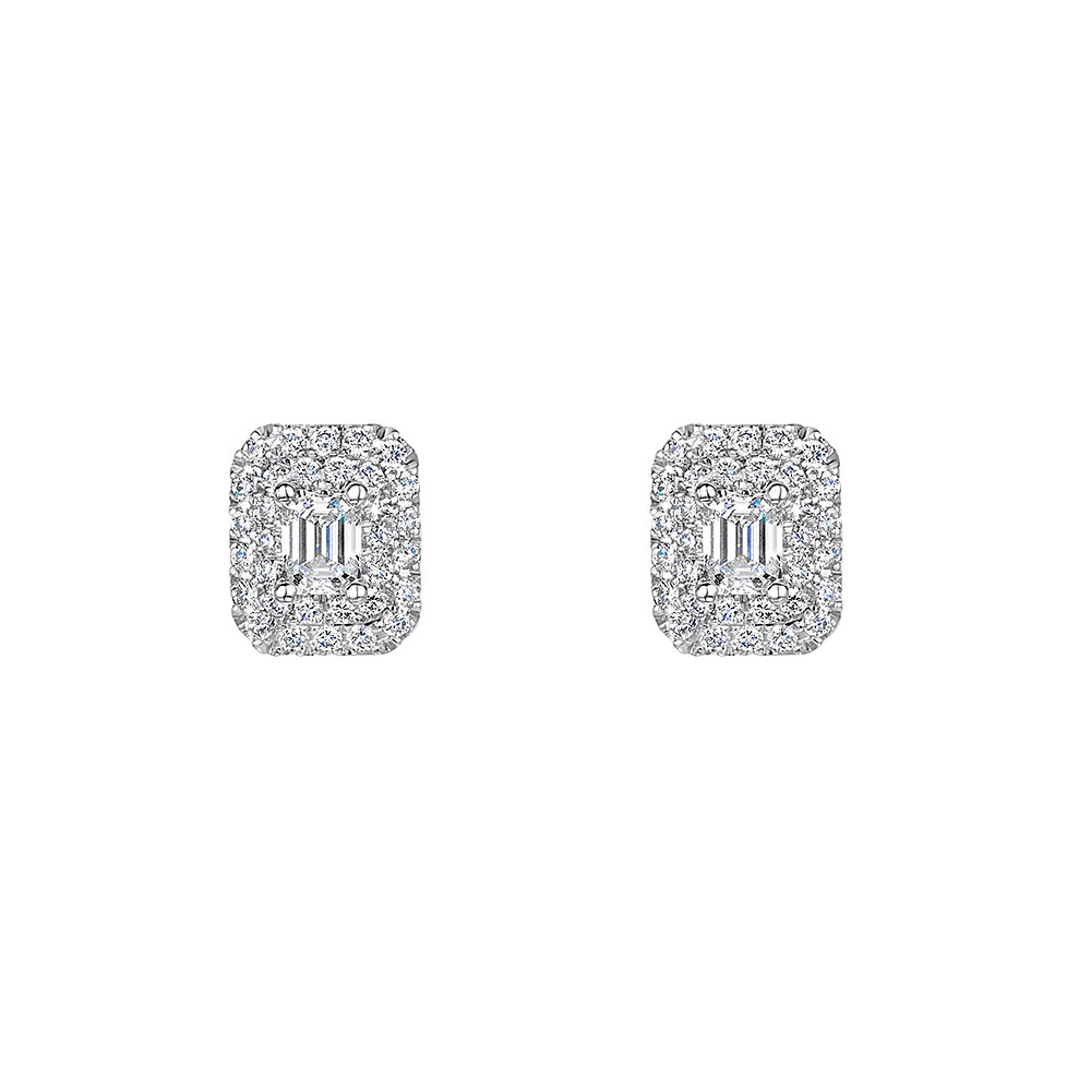 Vintage Halo Diamond Earrings 0.75ct