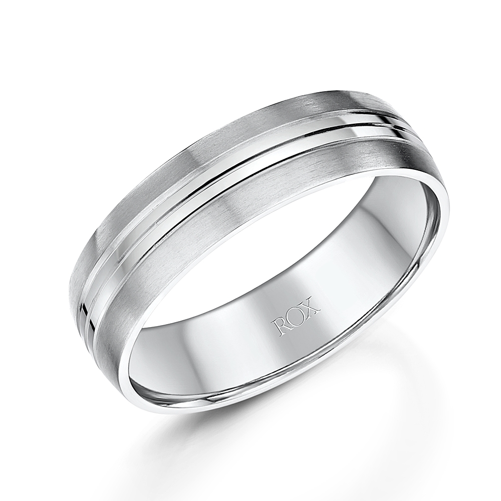 Gents Palladium Flat Court Wedding Ring 6mm