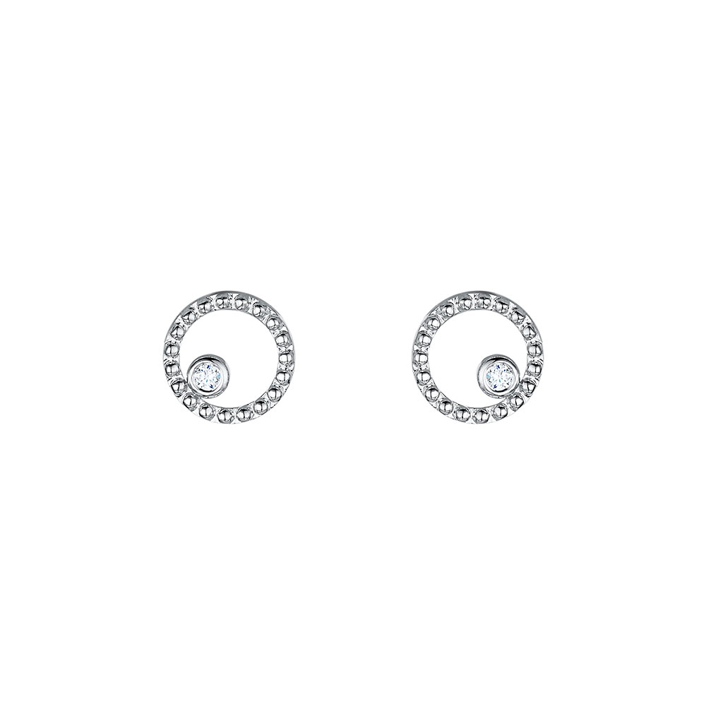 Diamond Beaded Circle Earrings 0.04cts