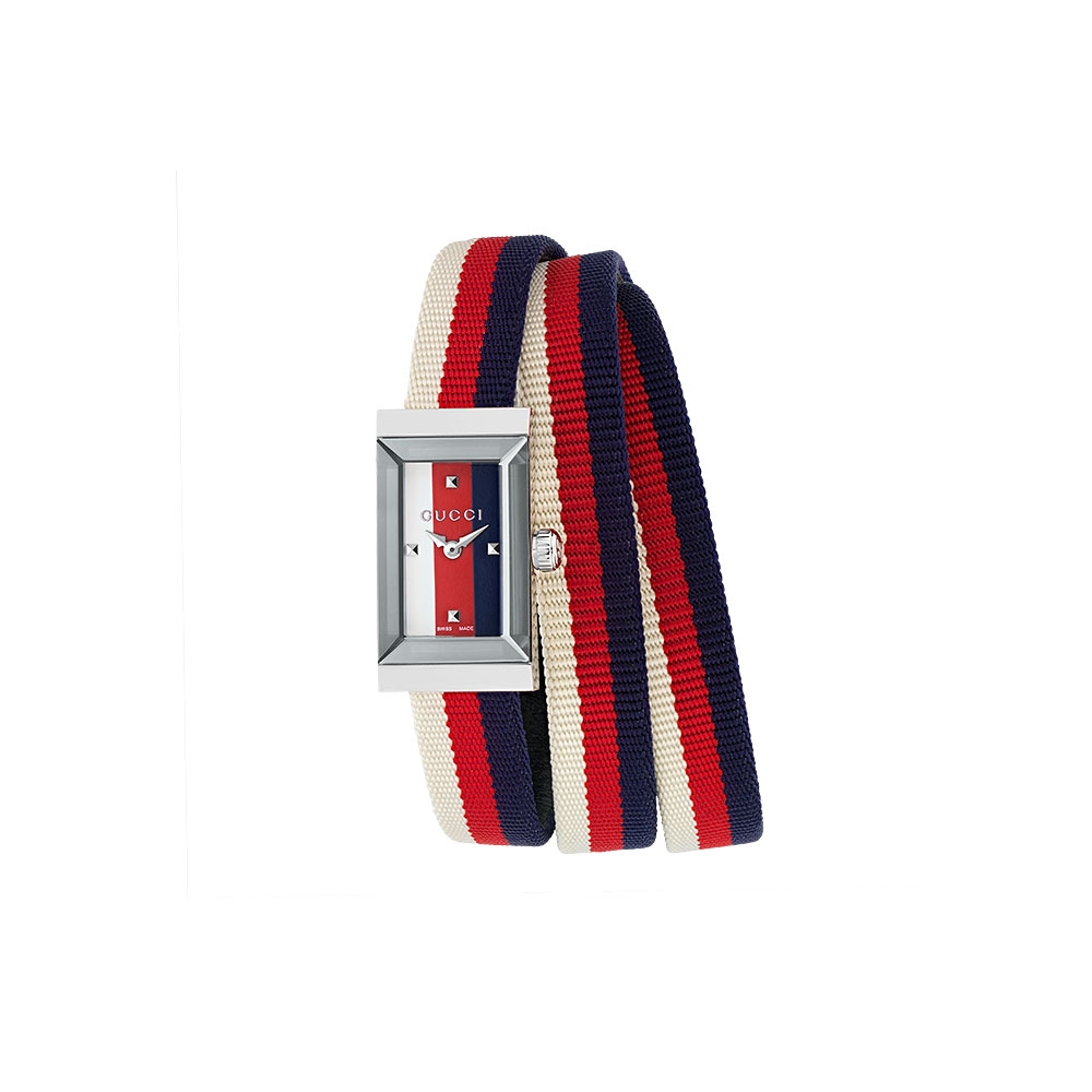 Gucci G-Frame Collection Red and Blue Strap Watch