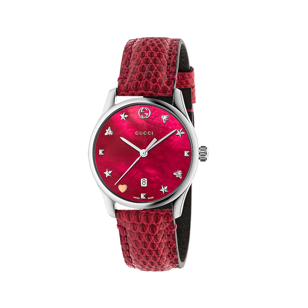 Gucci G-Timeless Cherry Leather Watch