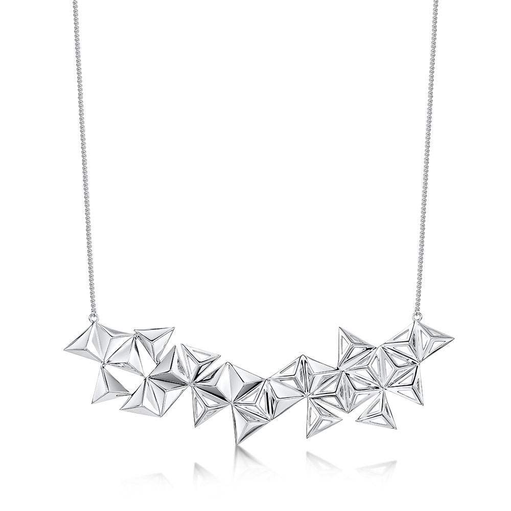 ROX DNA Silver Cutout and Pyramid Necklace