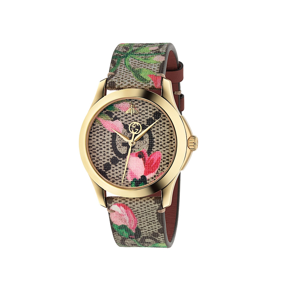 Gucci G-Timeless Pink Blooms Print Watch