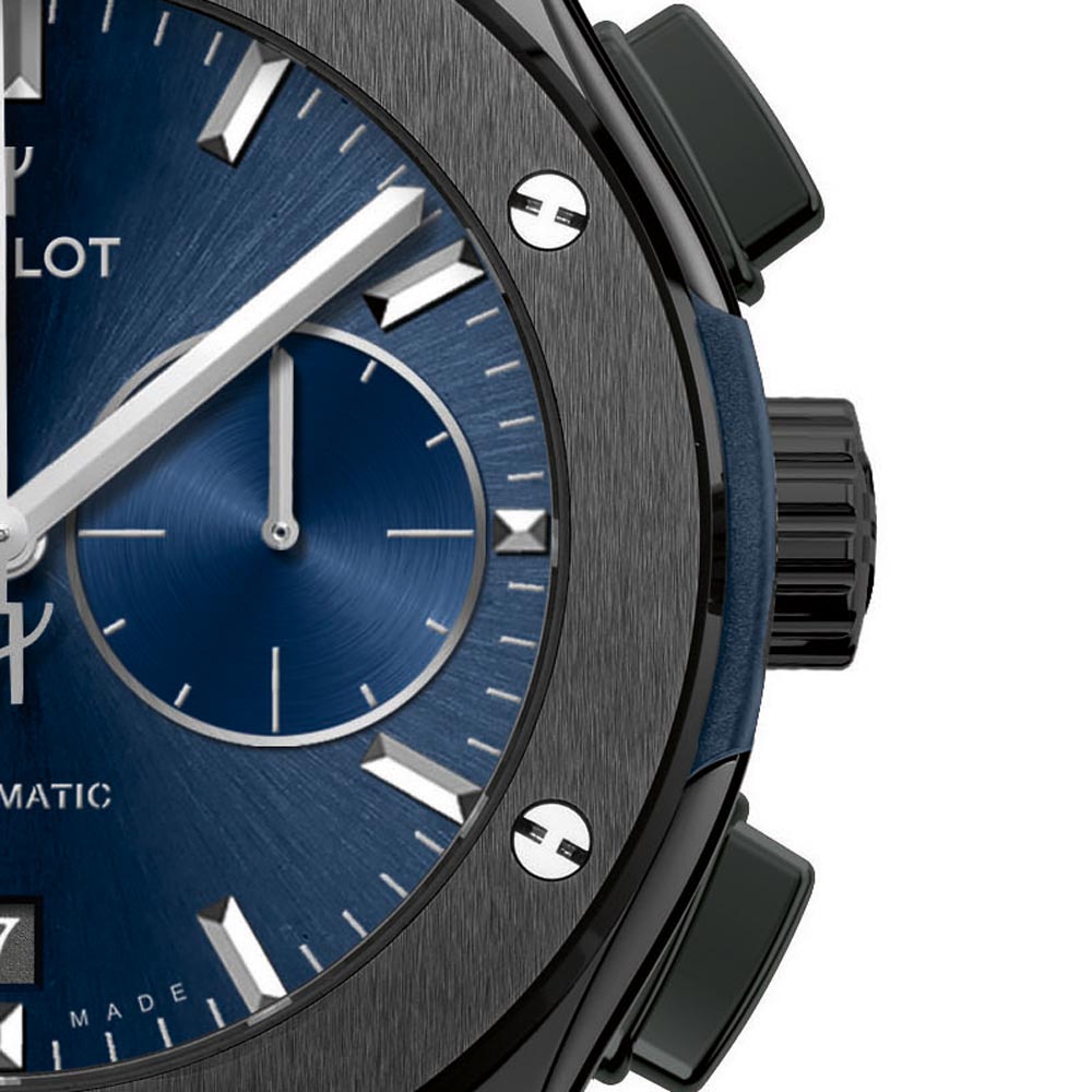 Hublot Classic Fusion Black Ceramic Blue Watch 45mm 521.CM.7170.LR