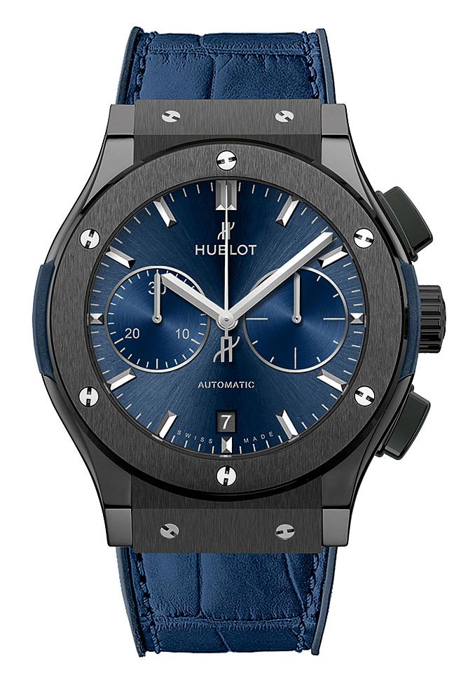 Hublot Classic Fusion Black Ceramic Blue Watch 45mm 521.CM.7170.LR