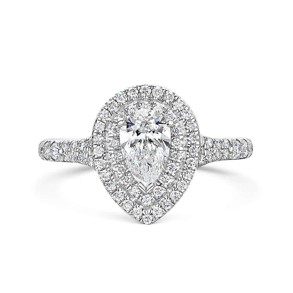 Pear Diamond Double Halo Ring 1.25cts