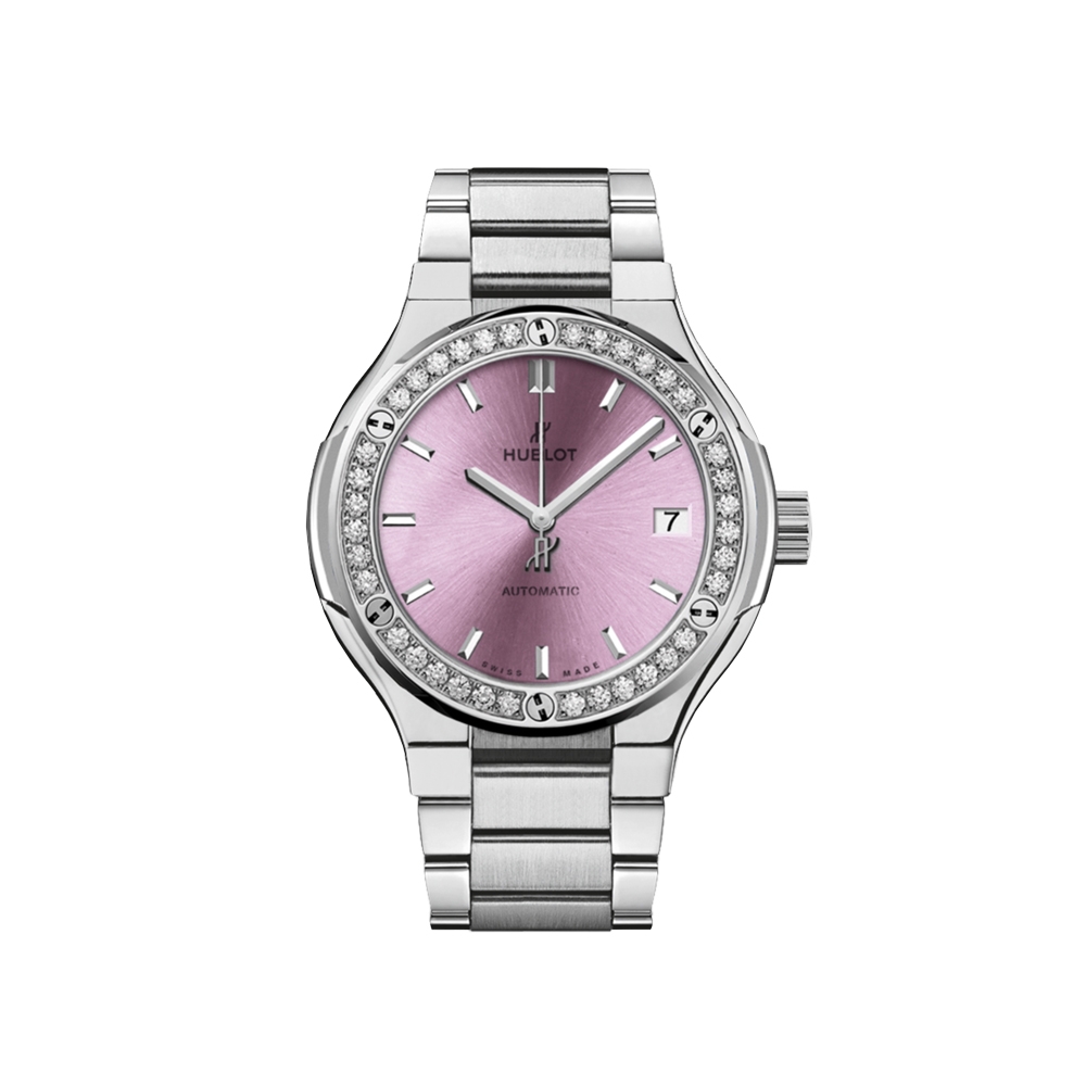 Hublot Classic Fusion Titanium Pink Bracelet Watch 33mm 585.NX.891P.NX.1204