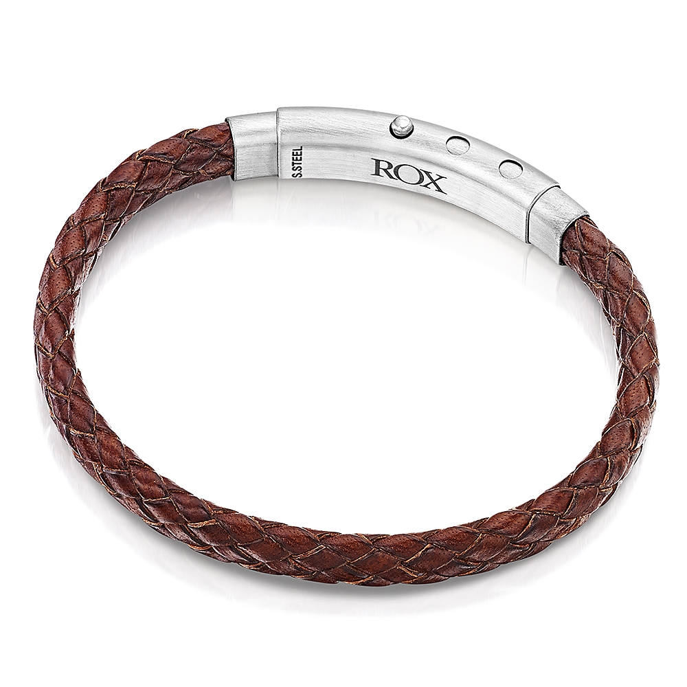 ROX Man Brown Woven Leather Bracelet