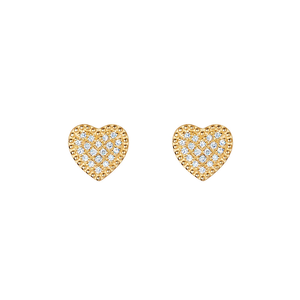 ROX Diamond Beaded Heart Pave Earrings 0.12cts