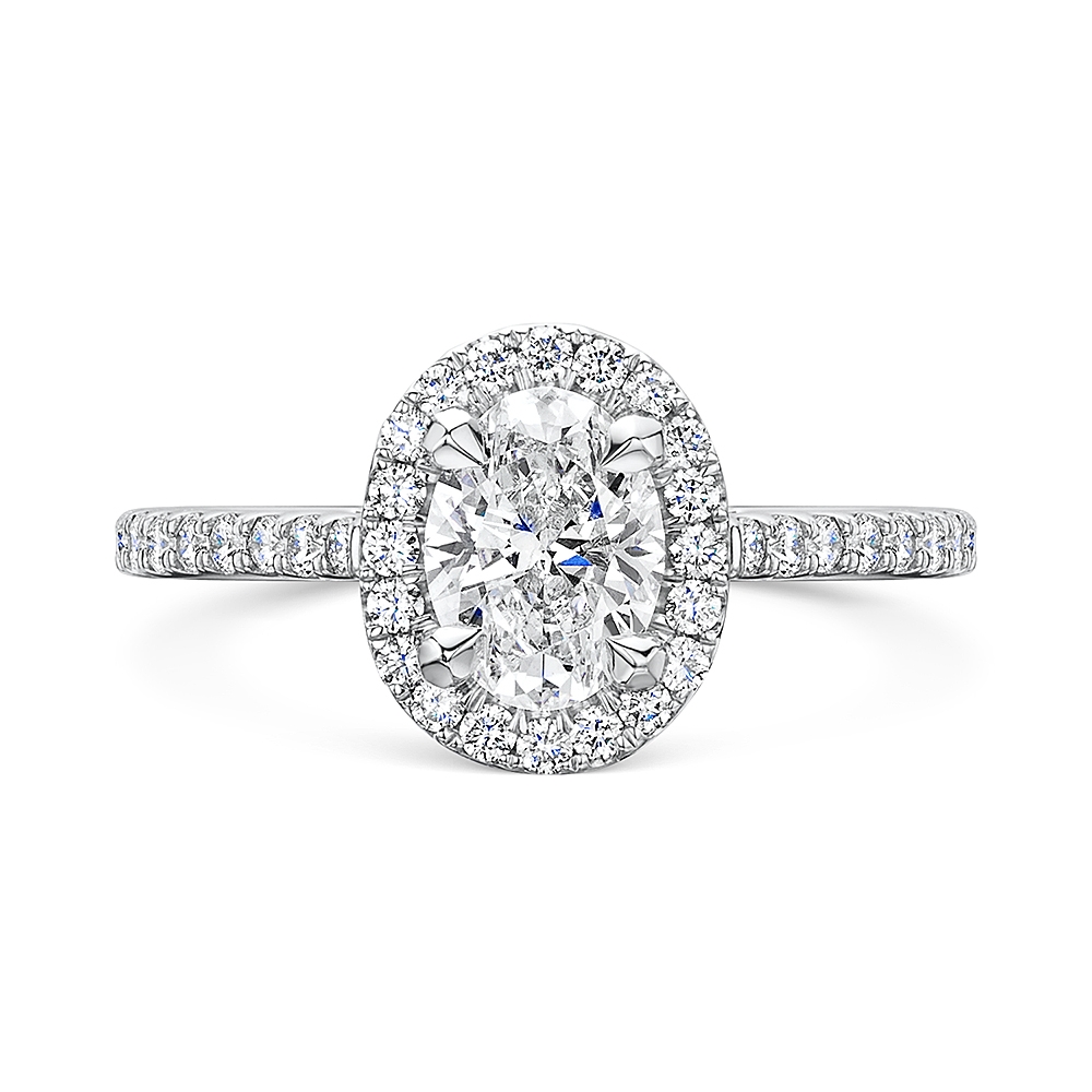 ROX Oval Cut Diamond Halo Ring 1.47cts