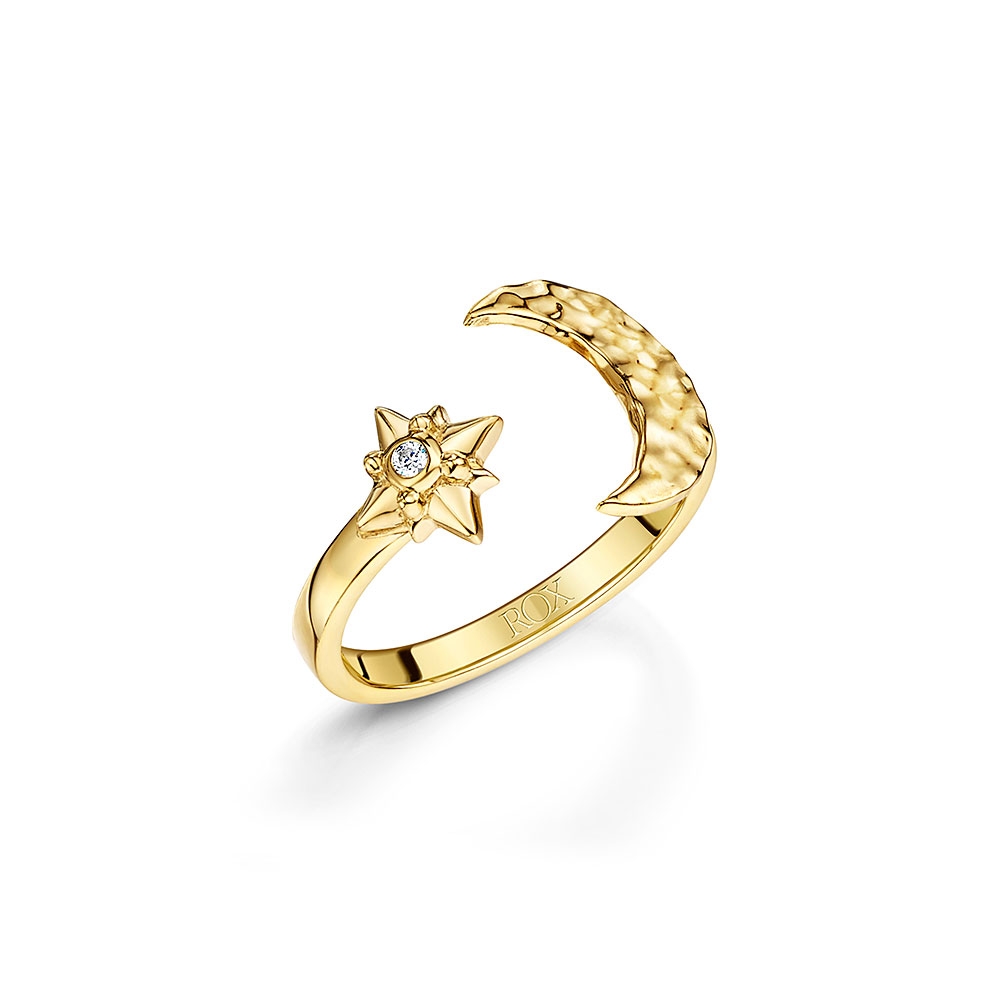 ROX Celestial Gold Vermeil Moon and Star Ring