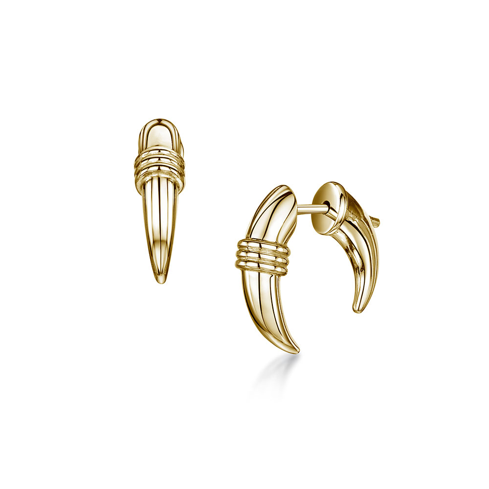 ROX Tribal Gold Vermeil Plated Small Horn Earrings