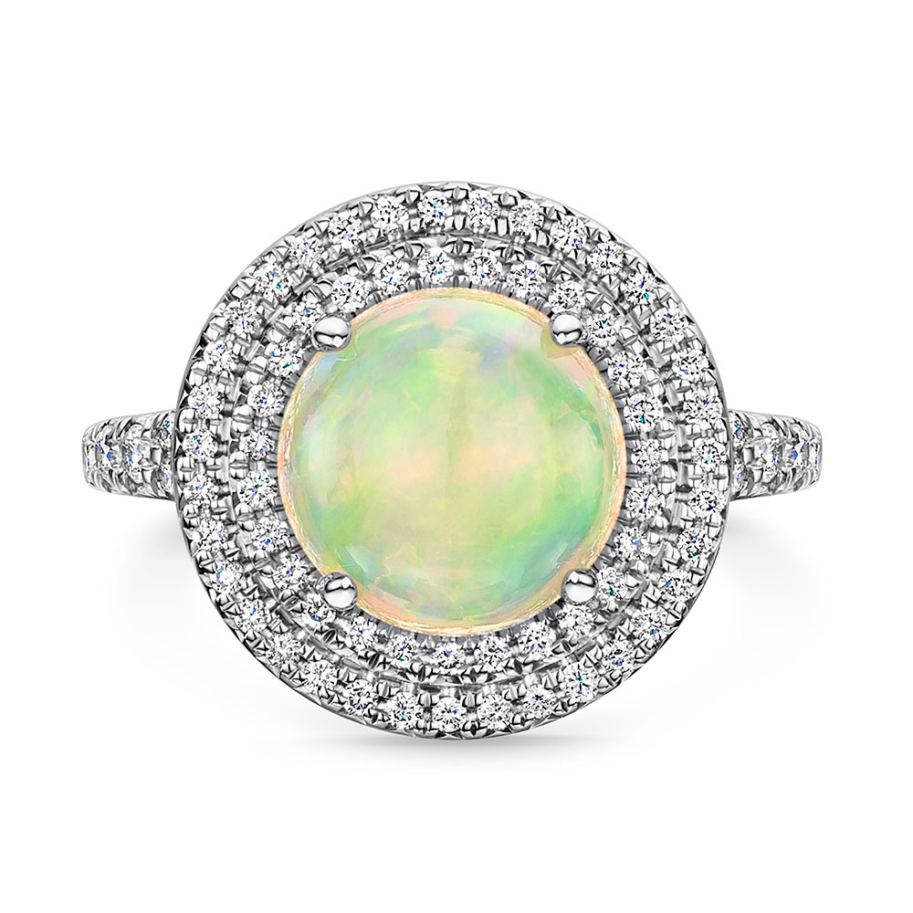 ROX Opal and Diamond Double Halo 2.22/0.55ct