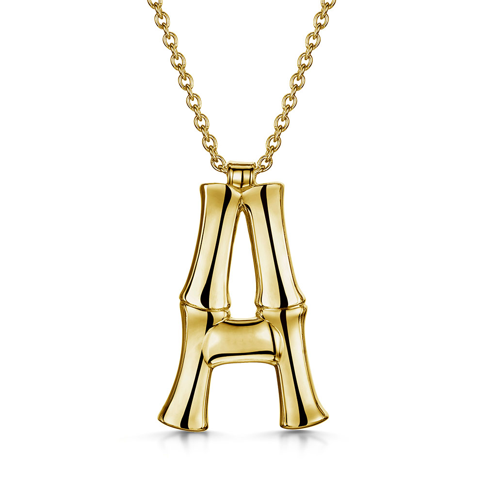 ROX Bamboo Gold Vermeil Letter A Pendant