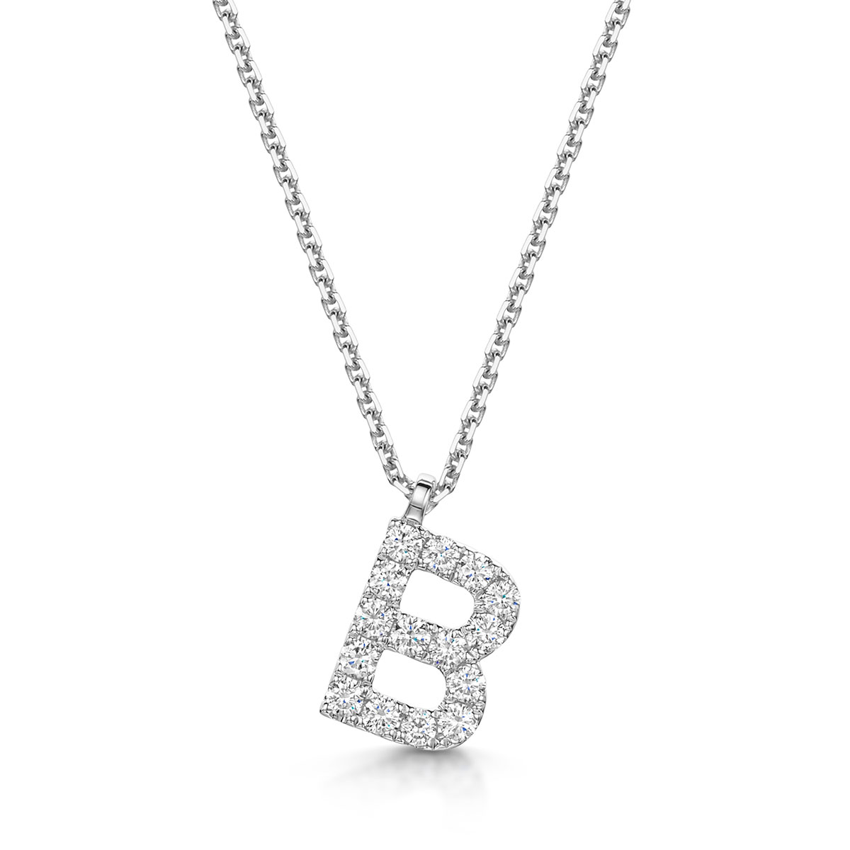 ROX White Gold Diamond Initial Necklace A-Z available