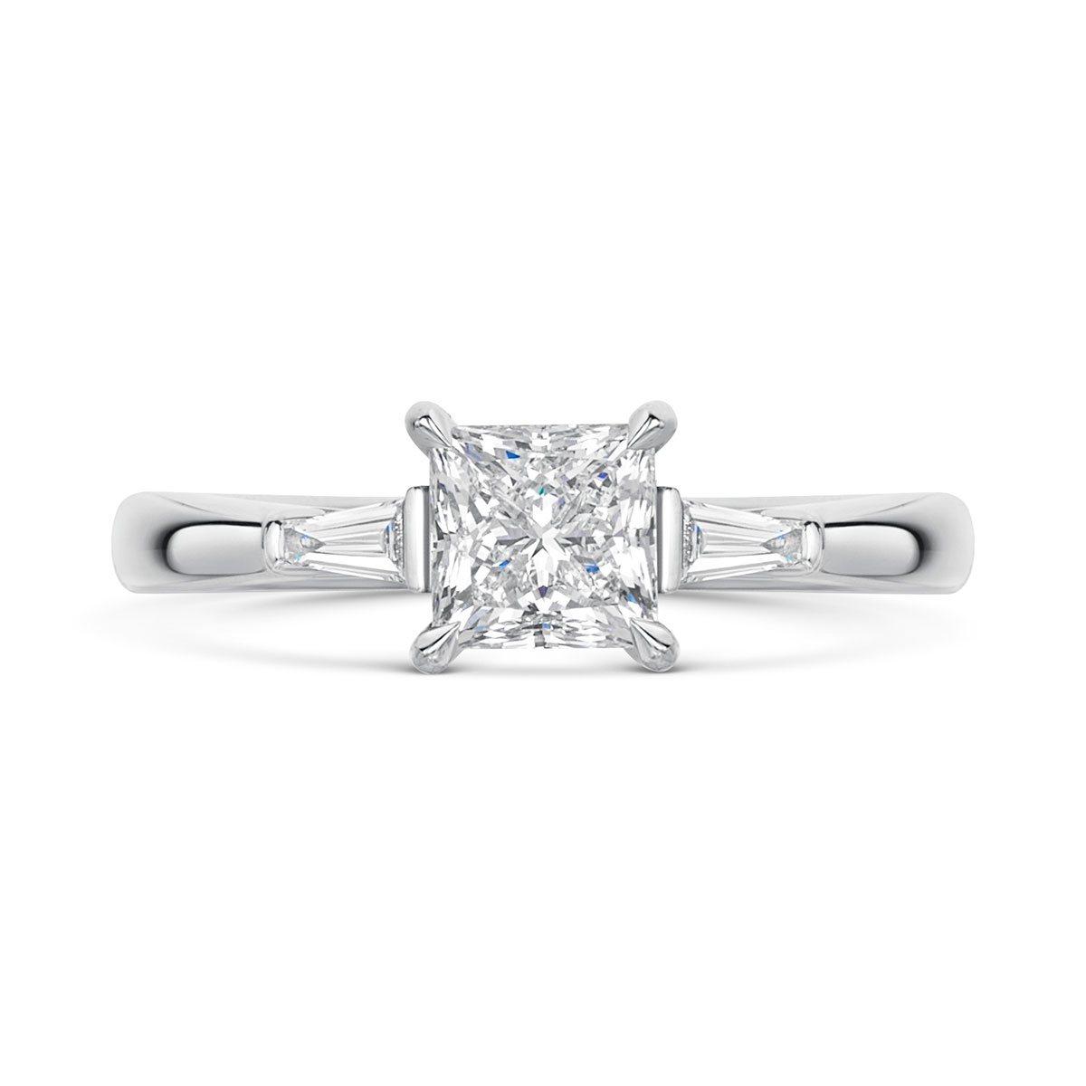 ROX Princess and Baguette Cut Diamond Ring in Platinum