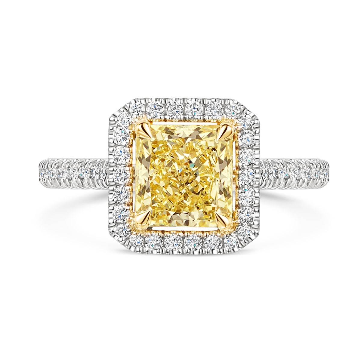 ROX Love Radiant Yellow Diamond Halo Ring in Platinum