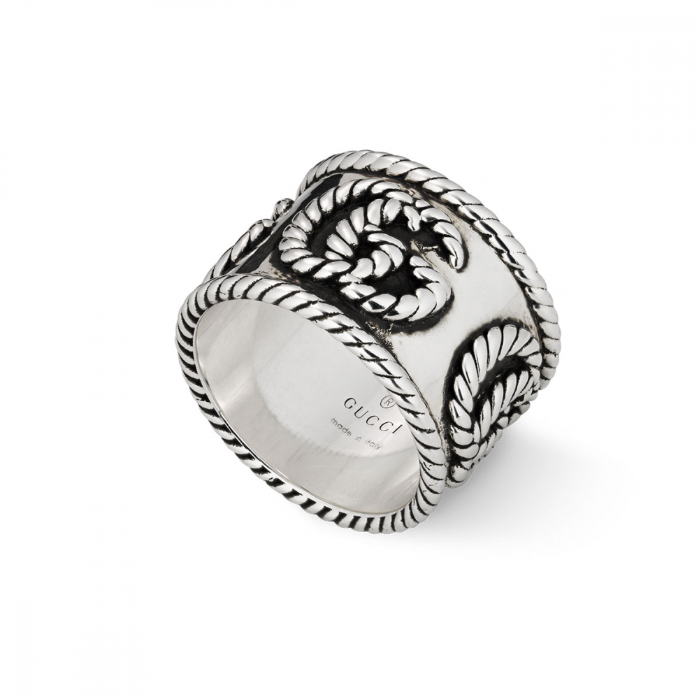 Gucci GG Marmont Aged Silver Ring