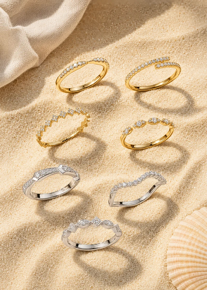 ROX Stacking jewellery on sand