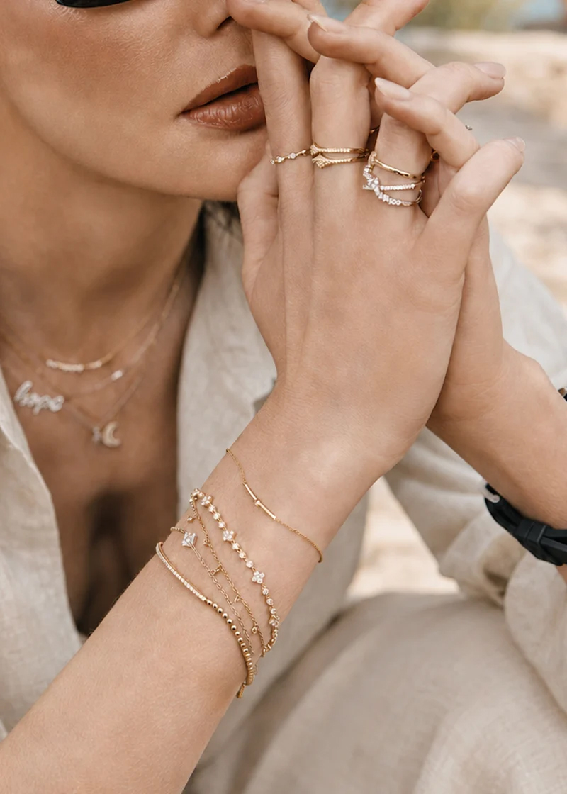 woman wearing ROX stacking jewellery